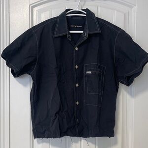 DKNY Men's Navy Short Sleeve Button Down Shirt